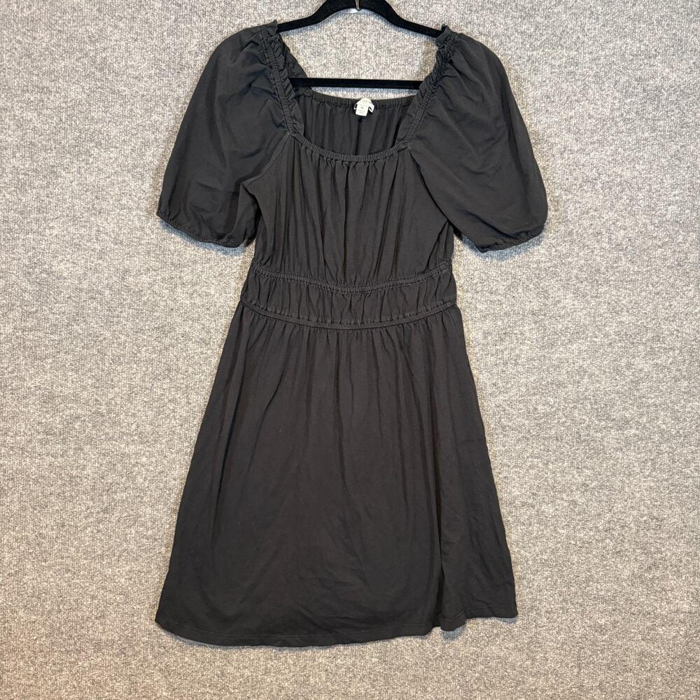 J.Crew Dress Womens Medium Black Mini Stretch Cottage Core Bohemian Balloon Slv